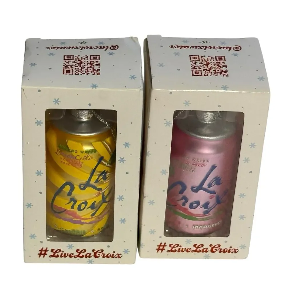 La Croix Christmas Ornament Set Of 2 New Sparkling Water Mini Cans Decoration